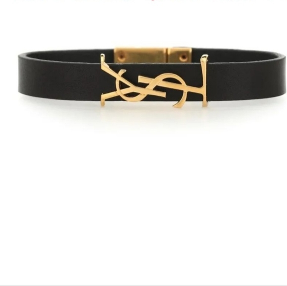 BRAND NEW WITH TAG AUTHENTIC YSL OPYUM BLACK LEATHER BRACELET